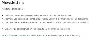 Inscription Newsletters