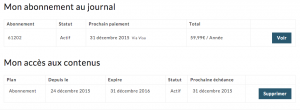 Mon abonnement et accès