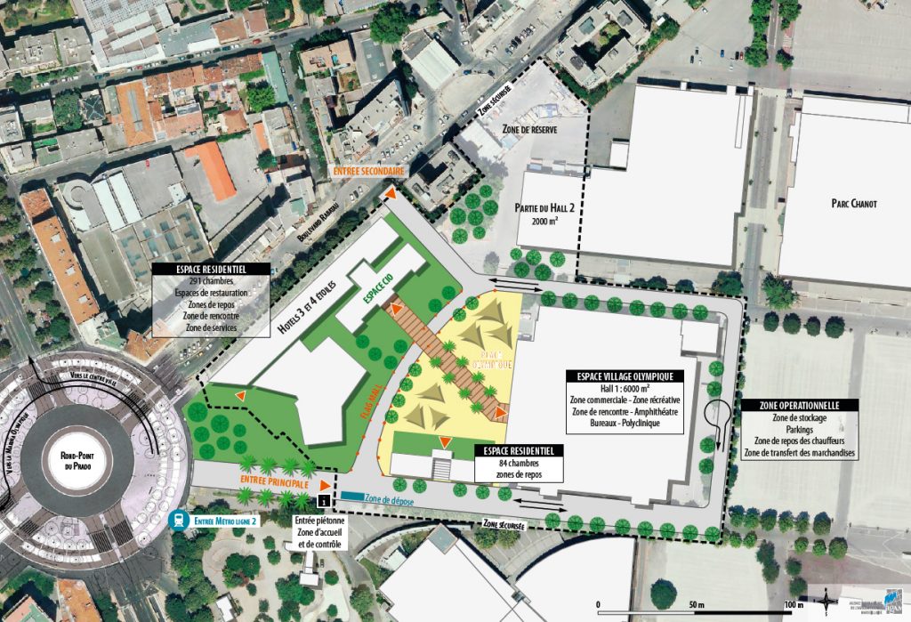 Le plan du village olympique sur le site de la Ville.