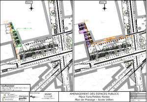 Schéma d'aménagements de la place Louise Michel fourni par la Soleam
