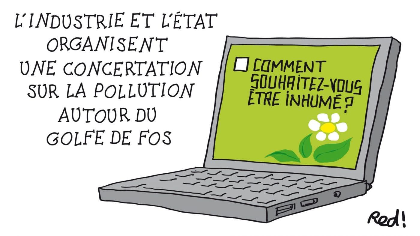 Le dessin du Ravi | Red participe à l’enquête sur la pollution à Fos-sur-Mer