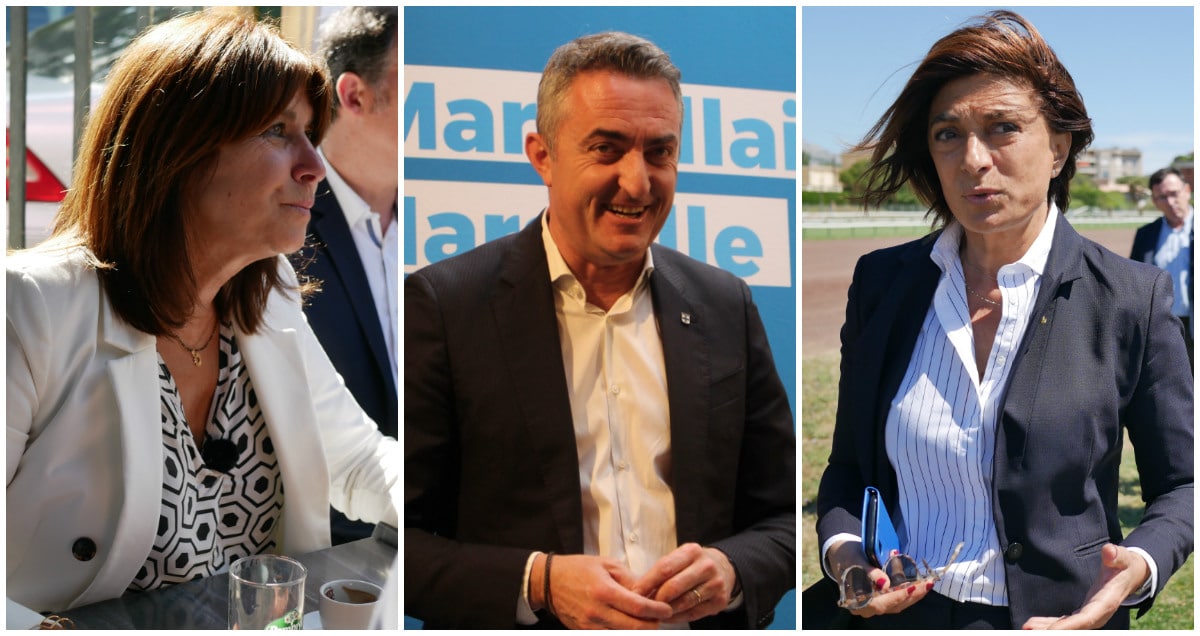 Michèle Rubirola candidate du Printemps marseillais, Stéphane Ravier du RN et Martine Vassal des Républicains.