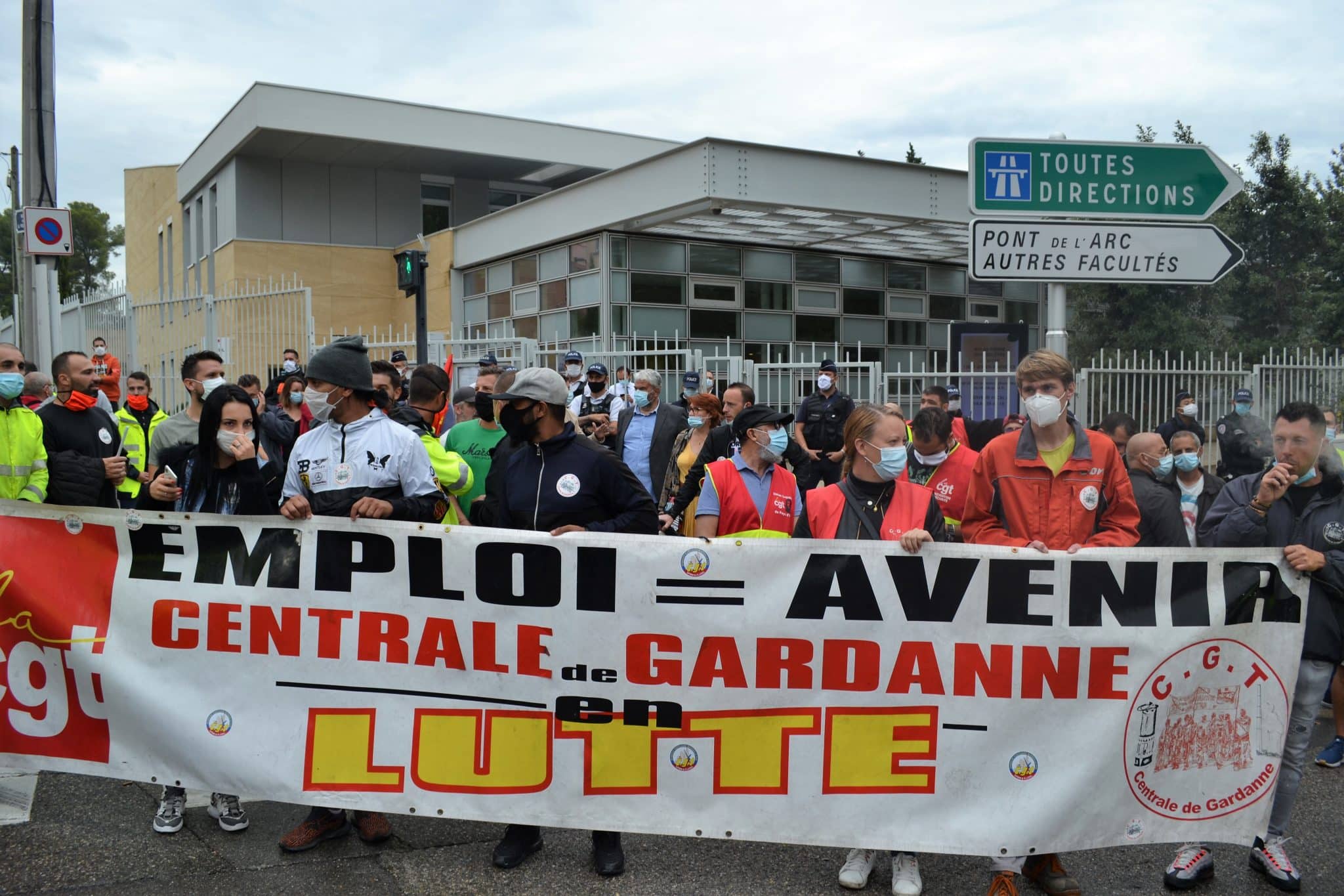 Le cortège de la centrale de Gardanne dans la manifestation CGT d