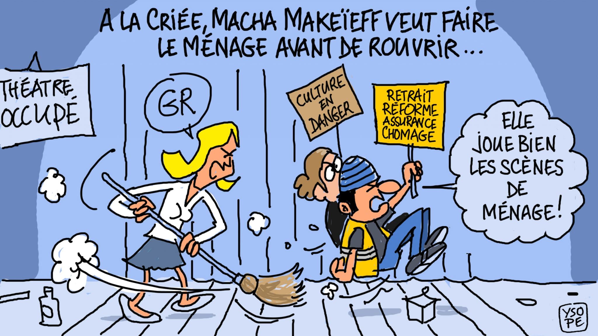 Le dessin du Ravi : Ysope croque la Criée occupée