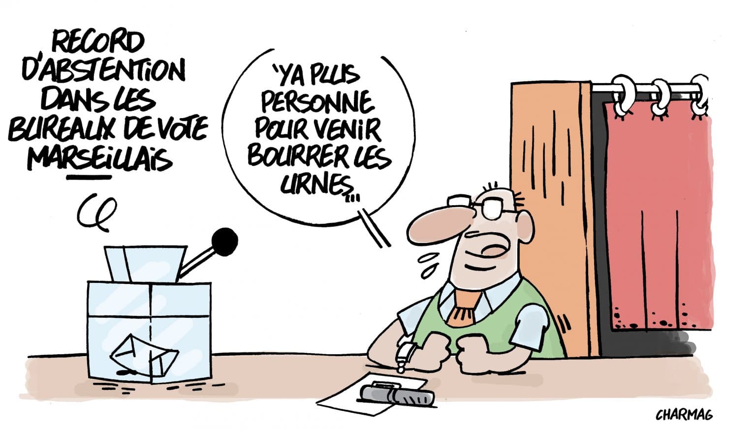 Humour Vote Urnes vides dans les bureaux de vote - Marsactu