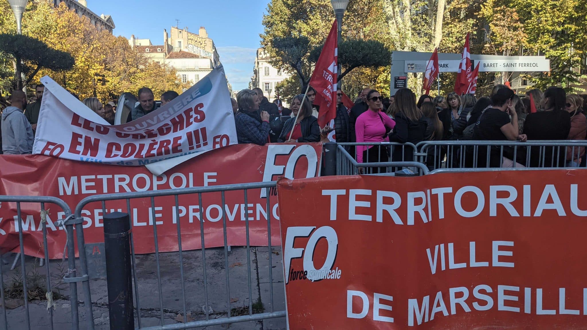 Une manifestation du syndicat Force ouvrière en novembre 2022. (Photo : Violette Artaud)