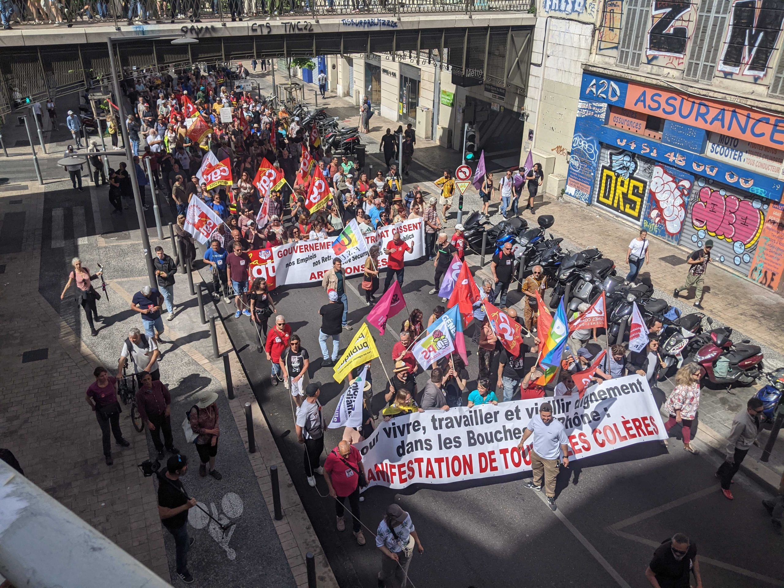 La manifestation du 6 mai à Marseille a réuni plusieurs syndicats et partis de gauche. (Photo : CMB)