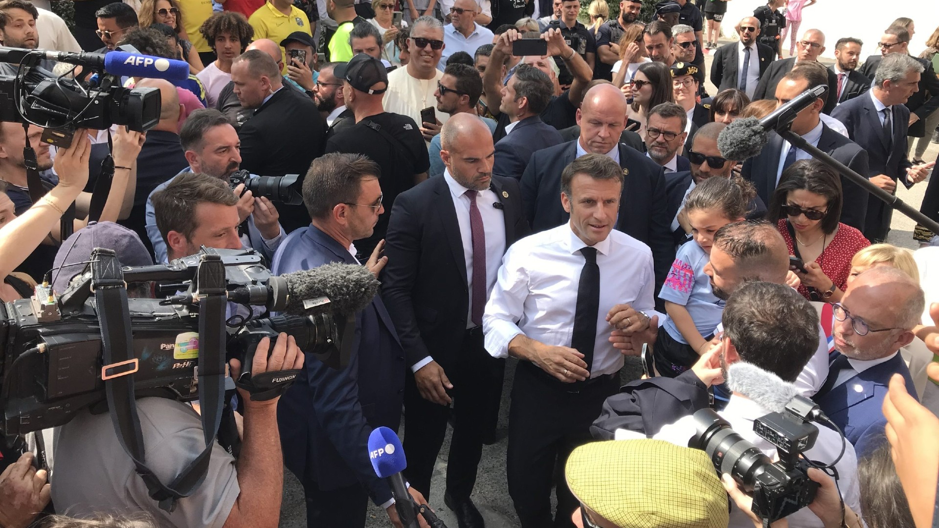 Emmanuel Macron à Marseille en juin 2023. (Photo : Marie Lagache)