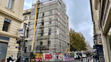 rue aubagne Immeuble rue Pytheas, évacué au lendemain de la catastrophe de la rue d'Aubagne, en travaux six ans plus tard, en octobre 2024. (Photo C.By.)