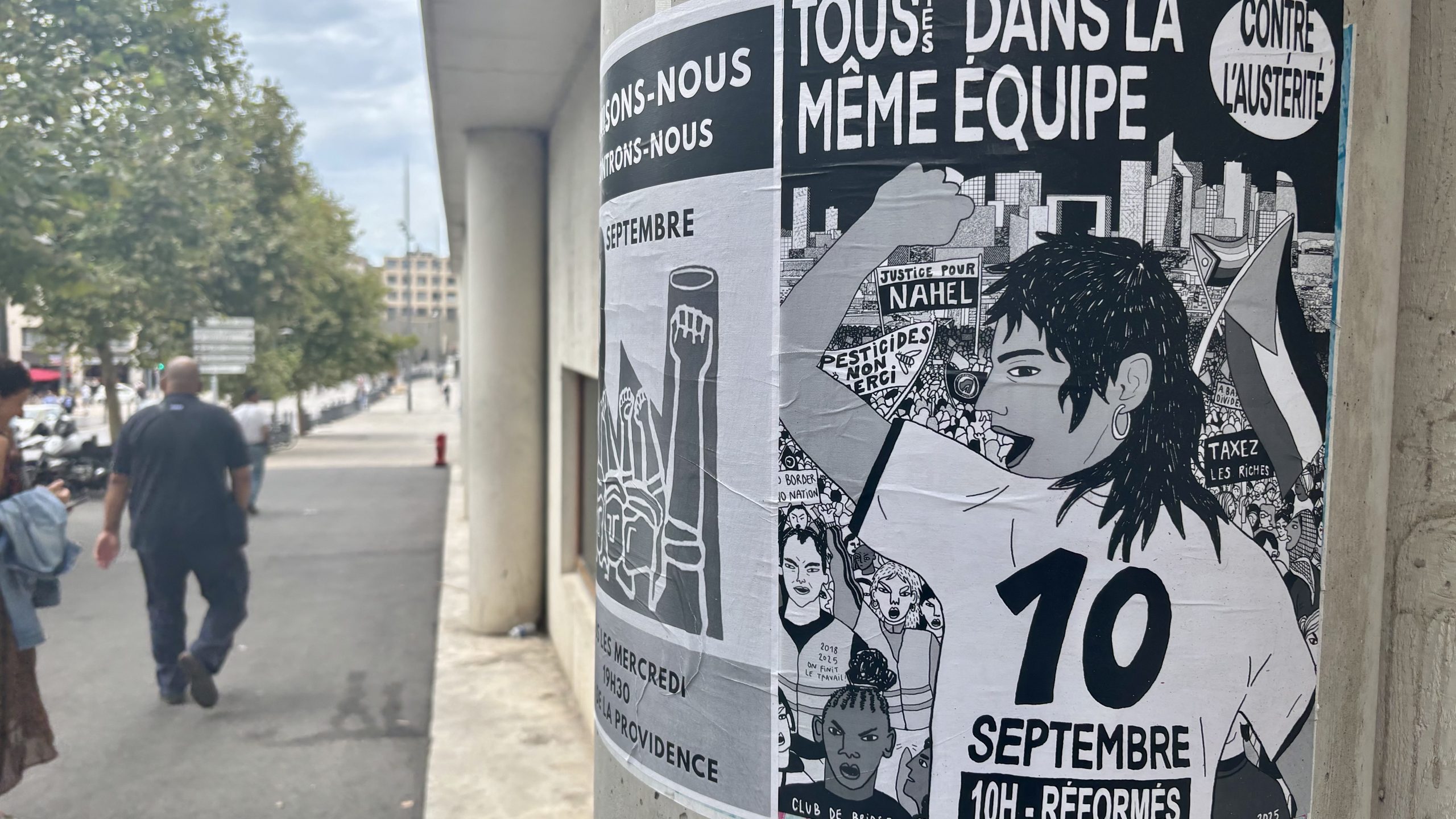 Affiche pour la mobilisation du 10 septembre 2025 à Marseille. (Photo : ML)
