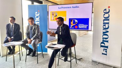 Conférence de presse de rentrée de La Provence, le 19 septembre 2025. Avec Jean-Christophe Tortora, Jean-Louis Pelé, Olivier Biscaye. (Photo : C.By.)