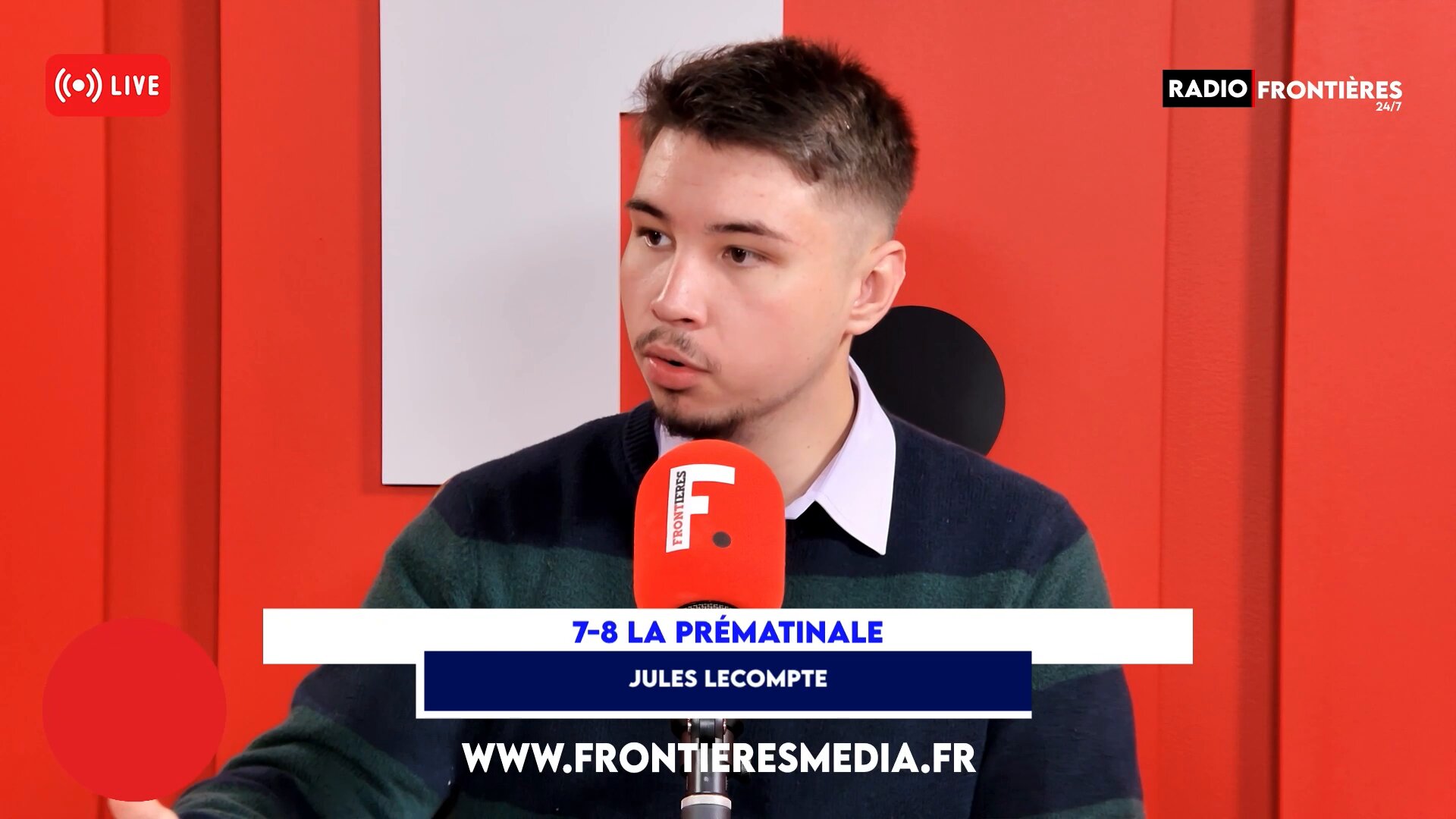 Jules Lecomte anime la prématinale sur Radio Frontières. (Capture d