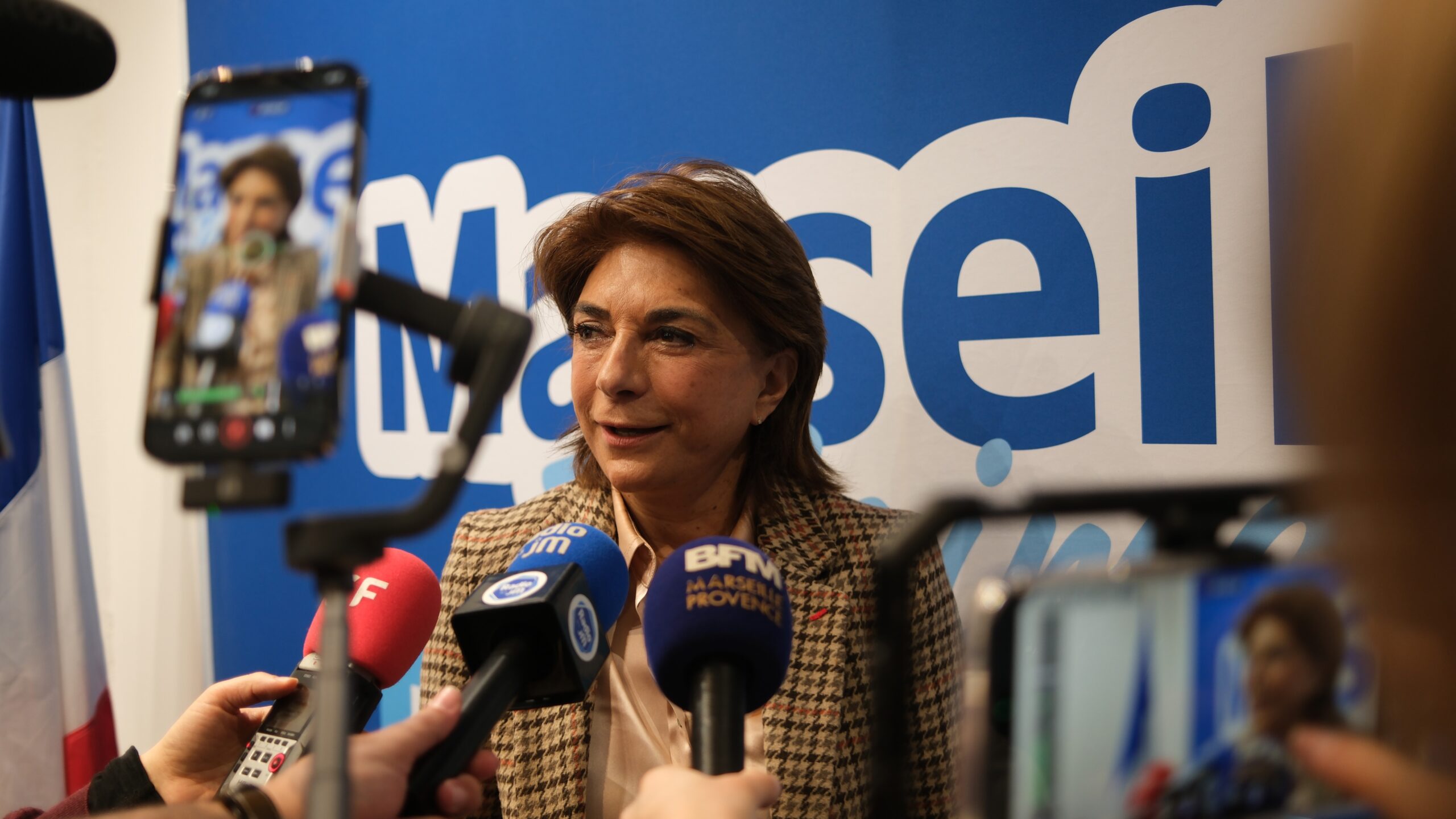 Martine Vassal, lors s'une conférence de presse le 30 janvier 2026, à Marseille. (Photo : Marie Lagache)