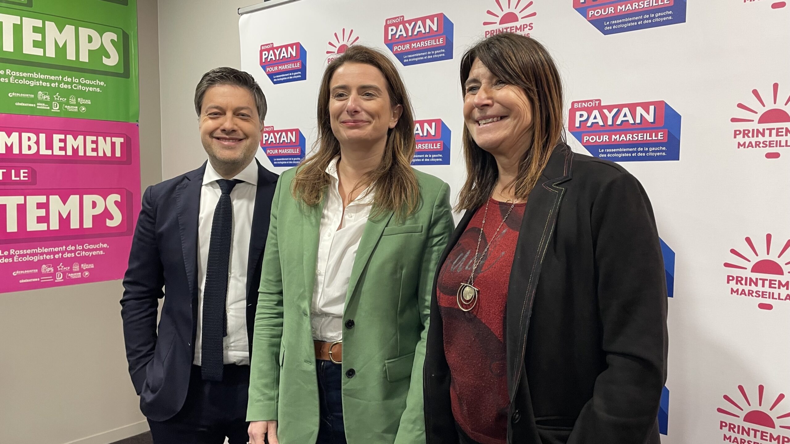 Benoît Payan, Marine Tondelier et Michèle Rubirola, le 21 janvier 2026. (Photo : C.By.)