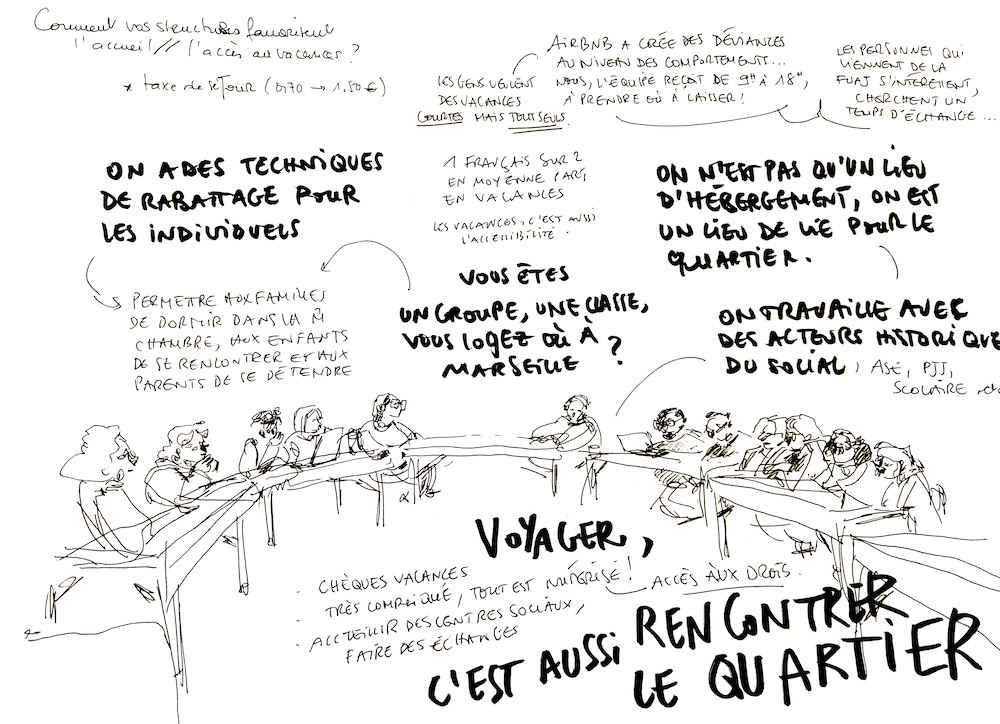 Visite croisée à l'auberge de jeunesse de Bois-Luzy sur le tourisme social, février 2025 © Jeanne Chiche