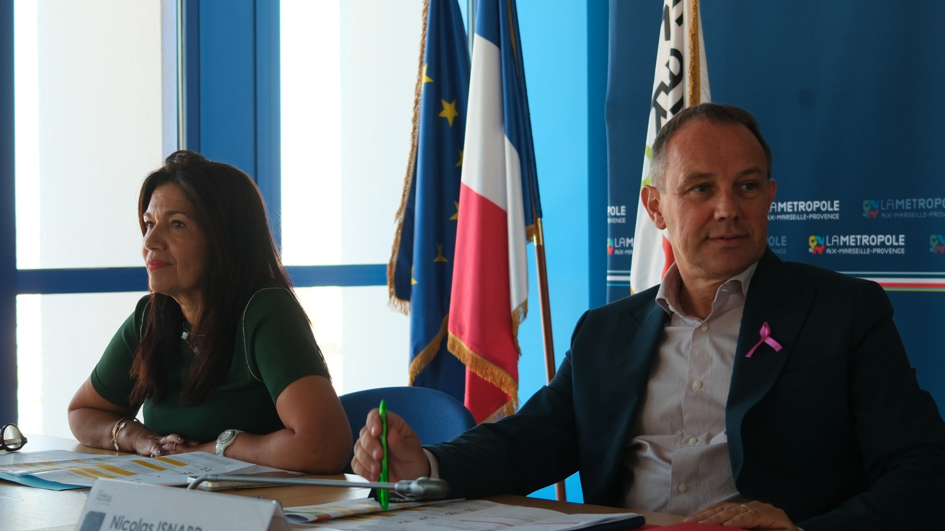 Samia Ghali, présidente de la RTM, et Nicolas Isnard, président de la métropole, le 13 octobre 2026. (Photo : ML)